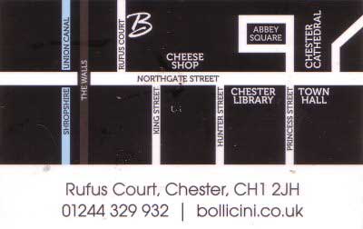 Chestertourist.com - Bollicini Chester Business Card Two